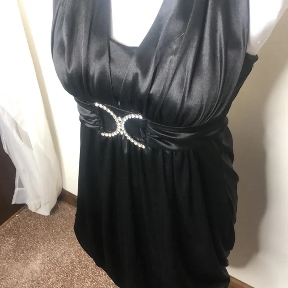 Taboo black jeweled mini halter dress size medium/small - Picture 3 of 16